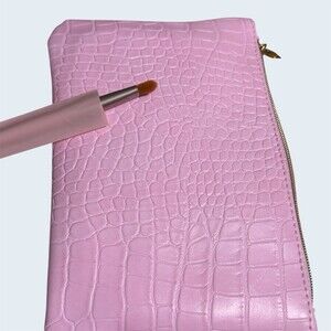 Pear Nova Dear Nova Lid Focus Eye Brush + Pink Zipper Makeup Bag Pouch Set